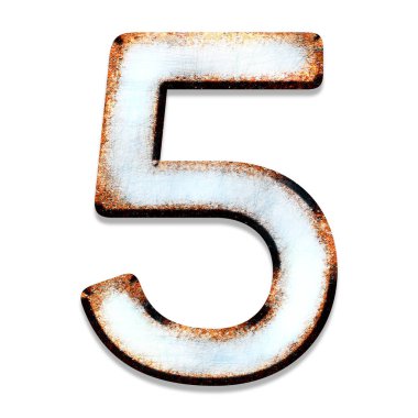 Çizikleri ve paslı lekeleri olan eski bir meztilik numarası. Sanat yazı tipi..