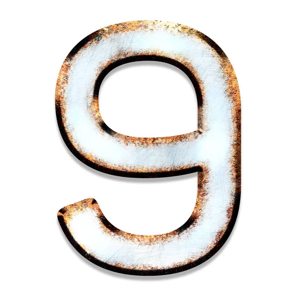 Mettallic Number Scratches Rusty Stains Art Font — 스톡 사진