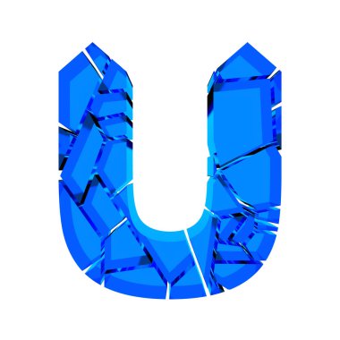 3 boyutlu illüstrasyon. Kırık cam mektup beyaz arka planda izole edilmiş. Sanat yazı tipi..