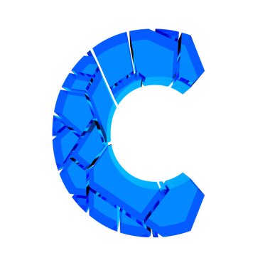 3 boyutlu illüstrasyon. Kırık cam mektup beyaz arka planda izole edilmiş. Sanat yazı tipi..