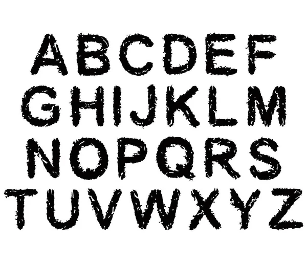 Alfabeto Vettoriale Grunge Lettere Nere Sfondo Bianco Art Font — Vettoriale Stock