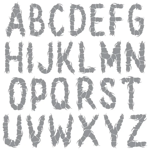 Alphabet Vectoriel Décoratif Avec Épines Sur Fond Blanc — Image vectorielle