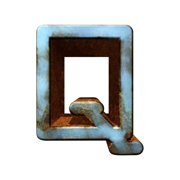 Starý Modrý Kovový Písmen Rusty Povrch Ilustrace Art Font — Stock fotografie