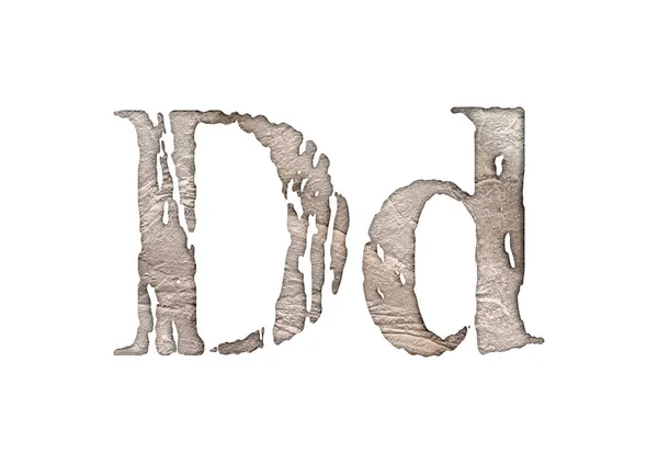 Gebakken Zandletters Grunge Typefaciliteit Hoofdletters Kleine Letters Geïsoleerd Witte Achtergrond — Stockfoto