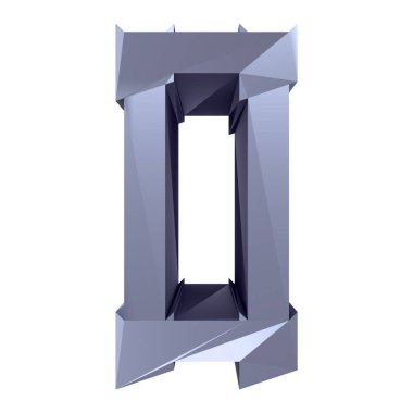 Beyaz arkaplanda izole edilmiş modern geometrik gotik yazı tipi 3D.
