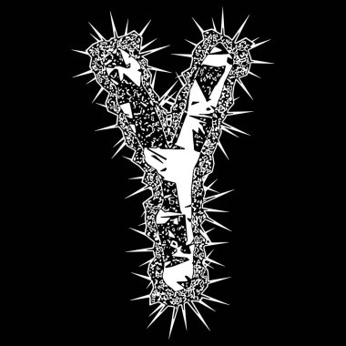 Metal müzik yazı tipi. Dikenli vektör harfi. Sanat harfleri..