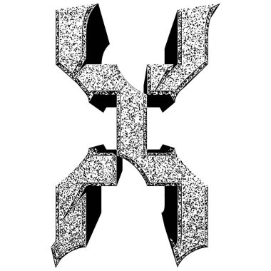 Kaba taş gotik harf beyaz arkaplanda izole.