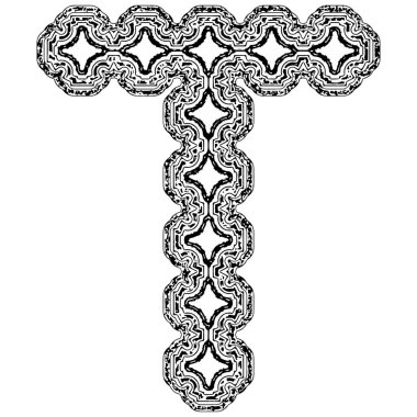 Grunge tarzında dekoratif süsleme harfi. Vektör sanat yazı tipi.