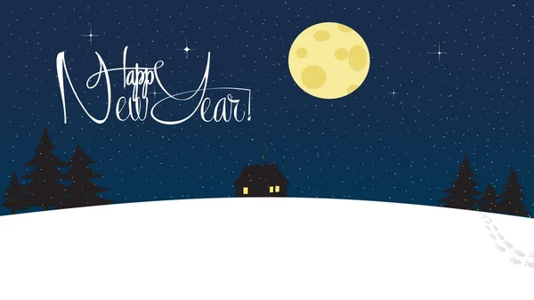 Feliz Año Nuevo y Feliz Navidad Nevado Fondo de pantalla — Vector de stock