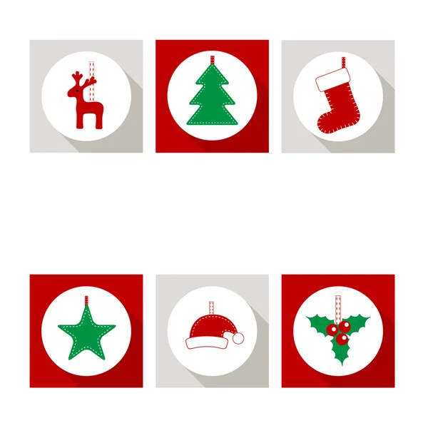 Tasarım için Noel vektör elemanları kümesi. Geyik, Ağaç, Holly, çorap, yıldız, şapka Noel Baba. Tebrik kartları, web tasarımı, tebrikler için ideal.