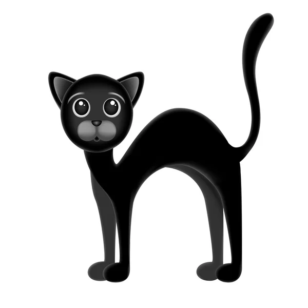 Gatto nero su sfondo bianco. Illustrazione vettoriale per il design. Il personaggio di Halloween . — Vettoriale Stock