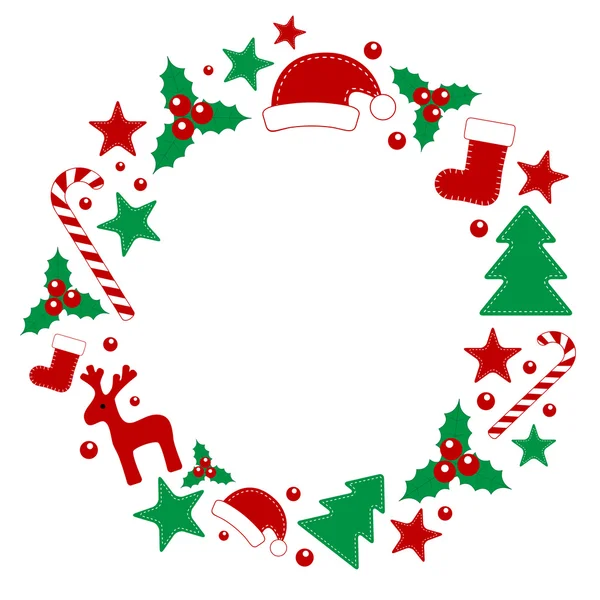 Tasarım için Noel vektör elemanları. Geyik, Ağaç, Holly, çorap, yıldız, şapka Santa Claus, şekerlemeler tebrik kartları, web tasarımı, tebrikler için ideal.
