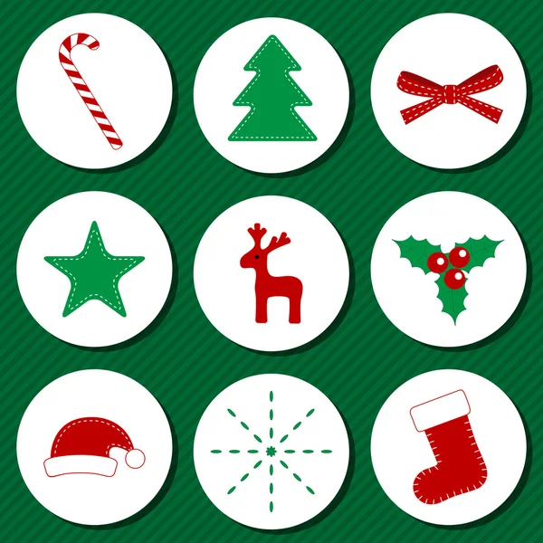 Vektör Seti tasarım için Noel elemanları. Geyik, Ağaç, Holly, Çorap, Yıldız, Şapka Noel Baba, yay, kar tanesi. Tebrik kartları, web tasarımı, tebrikler, çıkartmalar için idealdir.