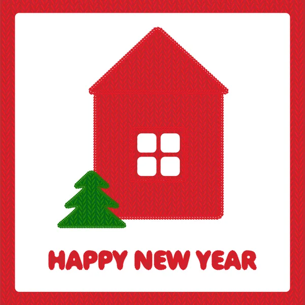 Yazıt Happy New Year. Vektör çizim ördü. Noel kartı desen.