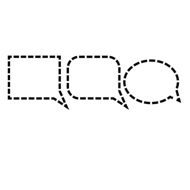 Farklı şekillerde kesilmiş çizgilerle özetlenmiş konuşma balonu şablonları. Çizgi roman, diyalog tasarımı, sohbet uygulamaları veya UI ve UX ögeleri için mükemmel.