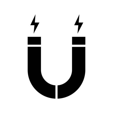 Isolated horseshoe magnet with magnetic force represented by lightning strikes emanating from its ends, set against a clean white backdrop symbolizing potential energy.