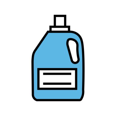 İzole edilmiş açık mavi konteynır, koyu beyaz bir arka plana karşı sunulan basit ama çarpıcı görünümüne katkıda bulunan koyu siyah bir ana hatlara sahiptir..