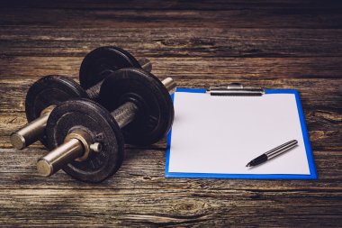 Fitness eğitim planı veya diyet. Boş kağıt sayfası