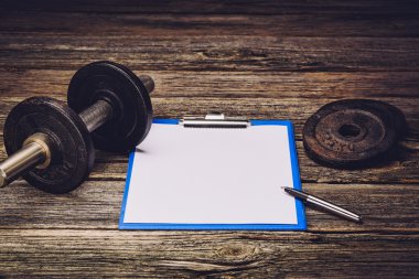 Fitness eğitim planı veya diyet. Boş kağıt sayfası