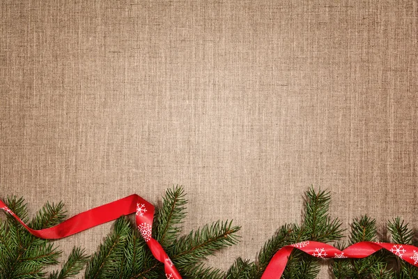 Jul dekoration bakgrund över linneduk. — Stockfoto
