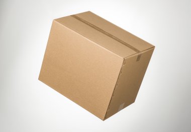 Gri izole kahverengi karton kutu