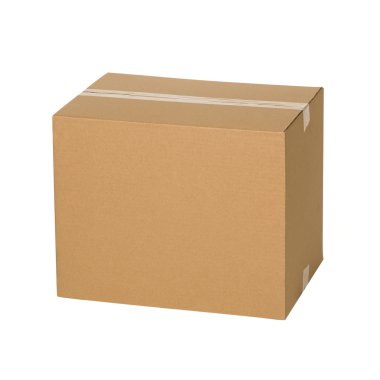 beyaz izole kahverengi karton kutu