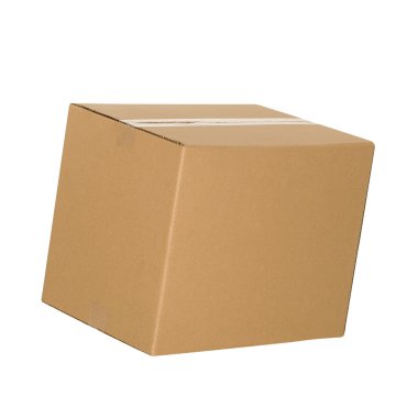 beyaz izole kahverengi karton kutu