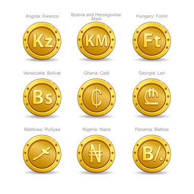 set coins symbol currency clipart