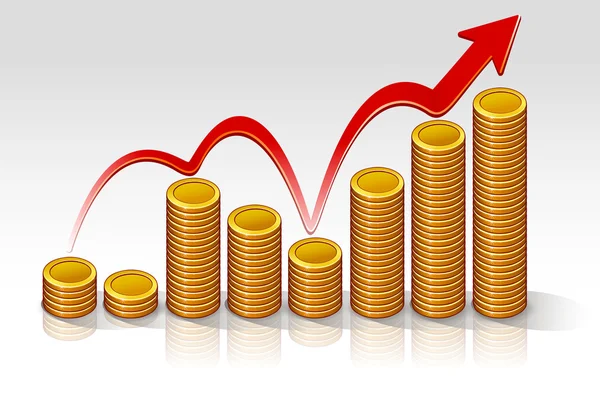 Münzen steigen — Stockvektor