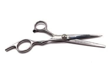 Professional metal haircut barber scissors isolated in white background