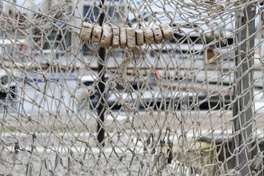 Limanda Uzatılmış Balıkçılık Ağı Yakından Deniz Arkaplanı