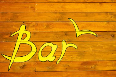 Kırsal Tahta Tahta Tahtalarında Kuş Silueti Yazılı Sarı Çubuk