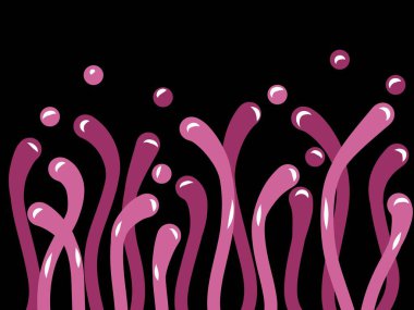 Siyah Arkaplanda Parlak Pembe Magenta Dalgalı Şekiller