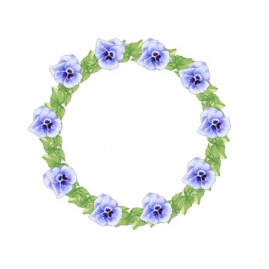 Mavi İbne Çiçekli Çelenk Çizimi