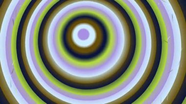 Yüksek etkili, modern dijital görsel deneyim için ani patlayıcı ışık çizgileriyle vurgulanan, limon ve mor eşmerkezli eşmerkezli dairesel modeller içeren enerjik bir 4K hareket arkaplanı.