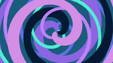 Büyüleyici bir 4K hipnotik animasyon. Canlı mor, deniz mavisi ve deniz mavisi spiralleri kusursuz ritmik bir hareketle bükülüyor. Garip görseller ve yaratıcı dijital arkaplanlar için ideal.