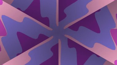 Pembe ve mavinin canlı tonlarında dönen ve genişleyen kaleydoskopik şekillerin kusursuz döngüsü dijital projeler için modern soyut bir arkaplan oluşturur.