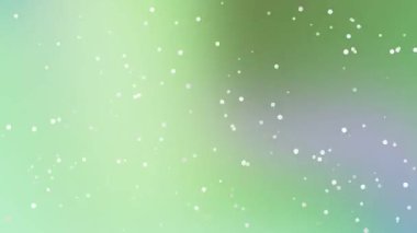 Nane yeşili ve mavi gradyan video arka planında yaratıcı projeler için barışçıl ve rüya gibi bir atmosfer yaratan yumuşak beyaz yüzen bokeh parçacıkları var.