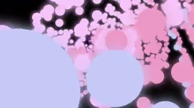 Siyah üzerine parlak pembe ve mor daireler çizen soyut bir arkaplan ve 4k çözünürlükte çerçevenin ortasından geçen beyaz bir ışık demeti.