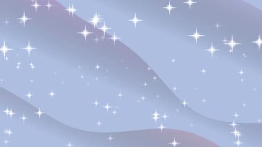 Soyut Dalgalı Pastel Gradyanı Üzerine Parlayan Beyaz Yıldızlar