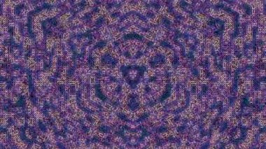 Mor ve Altın Neon Neon Kaleydoskopik Geometrik Desen Döngüsü