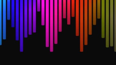 Siyah bir arkaplan üzerine renkli çubuklar dökülüyor