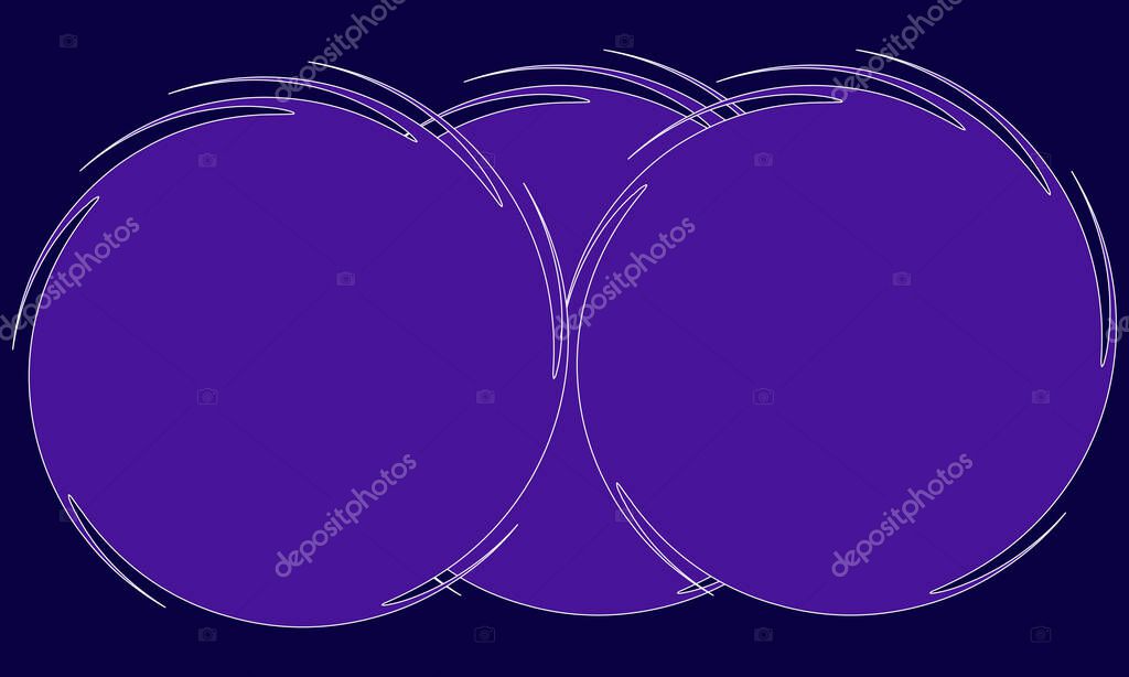 Abstract Background with Two Overlapping Purple Circles and Dynamic Swirling Border on Dark Blue