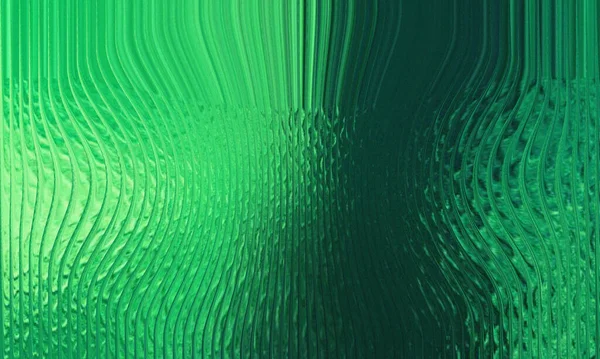 Soyut Zümrüt Yeşil Çırpılmış Cam Arkaplan Dalgalı Kaburgalı Çizgiler ve Parça Yansımaları