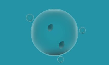 Teal Arkaplanındaki Dinamik Kompozisyonda Cyan Bowling Toplarının 3B Hazırlaması