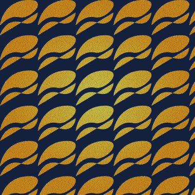 Tekstil ve duvar kağıdı tasarımı için koyu lacivert bir zemin üzerinde mozaik desenli kusursuz altın yaprak şekilleri.