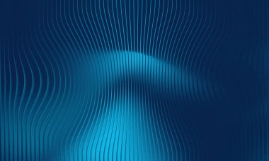 Soyut Mavi 3D Eğimli Dalgalı Çizgi Arkaplanı Metalik Kaburgalı Doku ve Gelecekçi Siber Punk Parıltısı