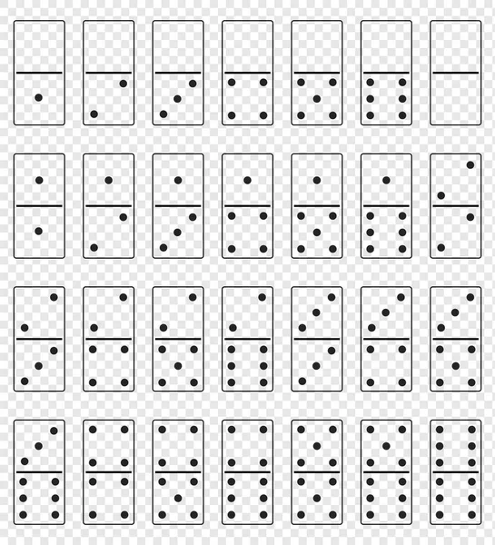 Realistisches Dominoset isoliert auf transparentem Hintergrund. Dominosteine knochen kunst design. Vektorabbildung EPS10 — Stockvektor