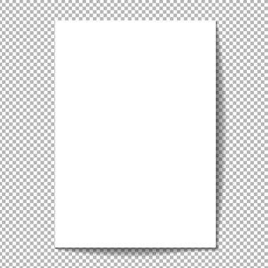 Şeffaf bir arkaplan üzerinde gerçekçi beyaz sayfa.