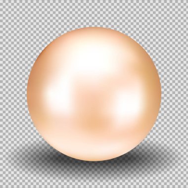 Gerçekçi bej inci. Şeffaf bir arkaplanda üç boyutlu top. İzole vektör nesnesi.